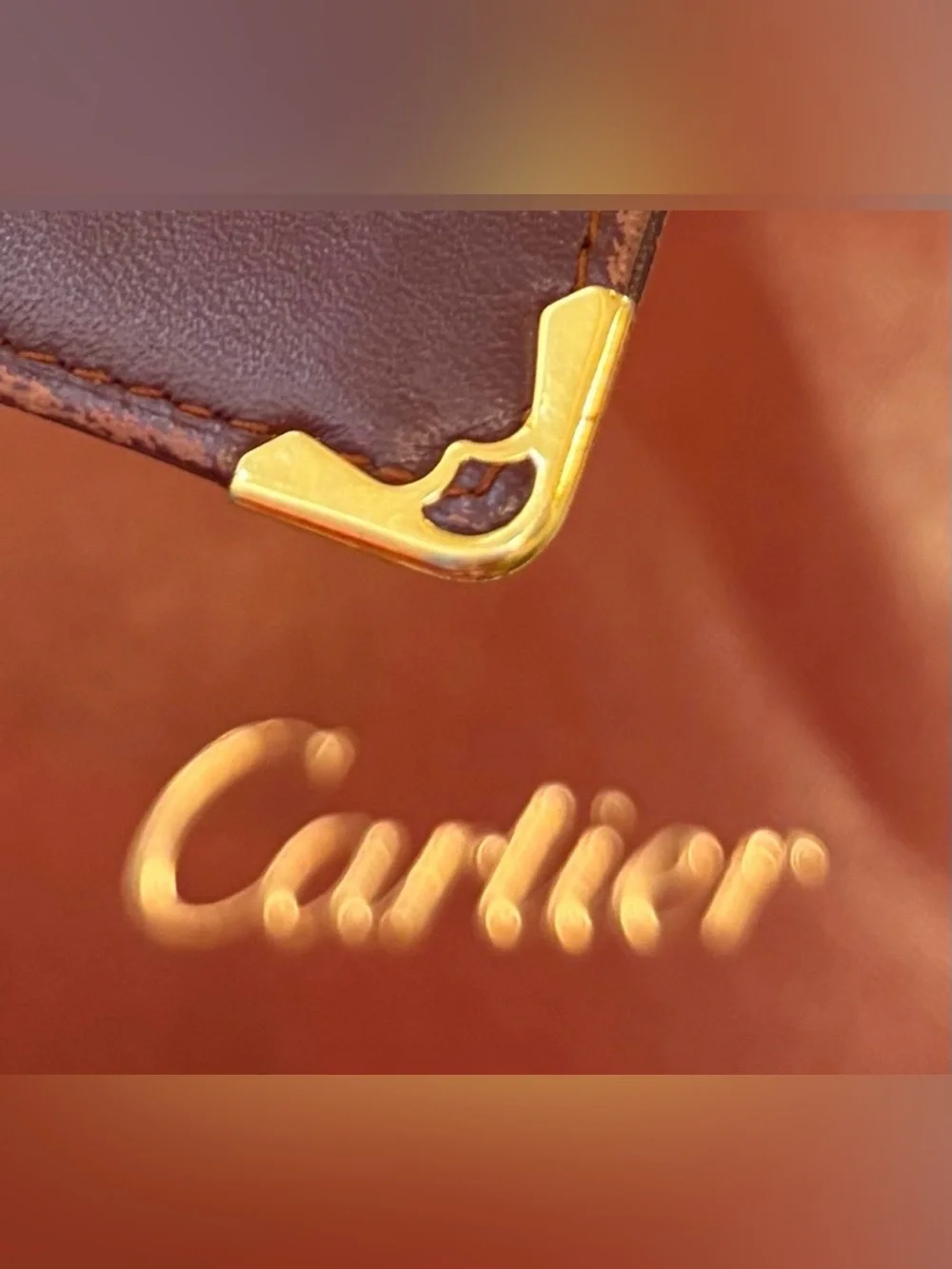 VTG.. CARTIER MUST De CARTIER BORDEAUX CALFSKIN LEATHER LONG WALLET